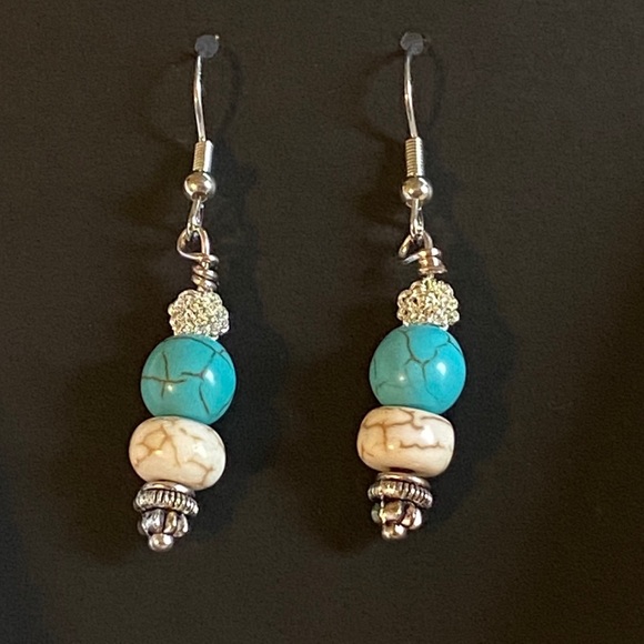 The Baubled Blonde Jewelry - BOHO Shabby Chic Mixed Bead Silver Earrings